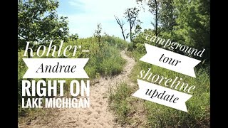 KohlerAndrae Wisconsin State Park Campground Tour and shoreline update [upl. by Erline]