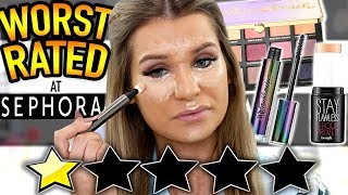 Testing EXTREMELY LOW RATED Sephora Makeup Soo Bad [upl. by Samau]