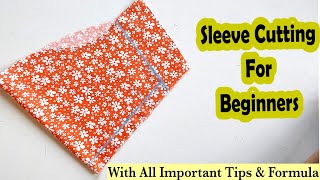 Sleeve Cutting For Beginners  Important Tips with Formula  English Subtitles  Stitch By Stitch [upl. by Purdum400]