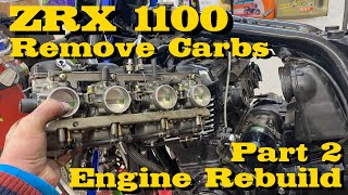 Kawasaki ZRX 1100 Remove Carburetors  Vergaser Ausbau Engine Rebuild Part 2 [upl. by Evelinn]