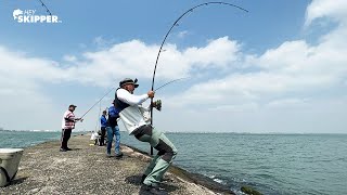 MOST EXTREME Jetty Fishing Action  I’m Scared of These HUGE FISH  Texas Jetty Fishing [upl. by Onez]