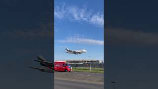 Emirates Airbus A380 Landing while crosswinds at London Heathrow aviation emirates [upl. by Harrietta]