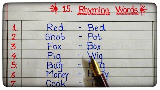 15 Rhyming Words Part 4rhyming words listwhat is rhyming wordeasy english [upl. by Elcin709]