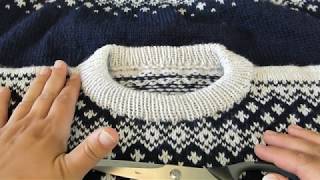 How to shape neckhole and make round neck with steeking [upl. by Ttennaj]