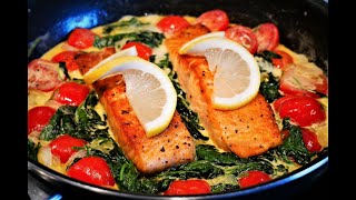 Ich habe noch nie so leckeren Fisch gegessen Lachs mit BabySpinat in Pernod Sahne Sauce mhhhh Lecker [upl. by Naitsabas221]