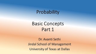 Probability Concepts  Part 1 [upl. by Gladys631]