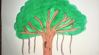 Drawing for nature alamaram image drawing How to Draw Banyan tree [upl. by Salkin]