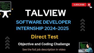 Talview Software Developer Internship Assessment Questions  Software Jobs  Direct Test itjobs [upl. by Theda]