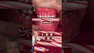 CRUNCHY CANDY CANES VS BRACES 🍭 WILL IT BREAK OFF BRACES 🦷 ORTHODONTIST REACTS ASMR 👀 shorts [upl. by Haianeb]