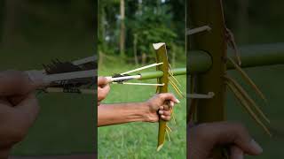 Bamboo Creation with palm leaves Bamboo Slingshot Diy Bambooart [upl. by Saunderson]