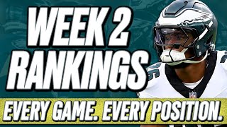 Week 2 Rankings  All Positions amp All Games  2024 Fantasy Football Advice [upl. by Tomi]