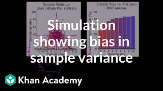 Simulation showing bias in sample variance  Probability and Statistics  Khan Academy [upl. by Cacka537]