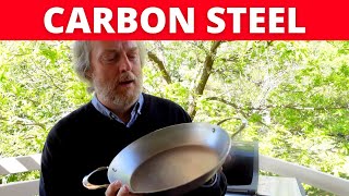 Get the smoke out How to Season Carbon Steel on a Barbecue Grill [upl. by Ardnassac]