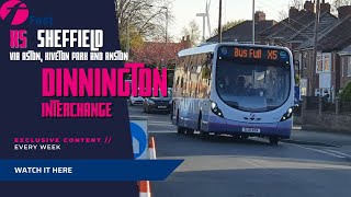 First South Yorkshire  X5  Sheffield  Aston  Kiveton Park  South then North Anston  Dinnington [upl. by Refinnej173]