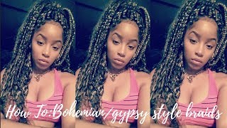 How To BohemianGypsy style Box Braids [upl. by Trow]