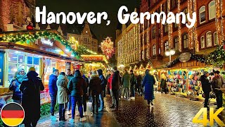 Hannover Germany Christmas Market walking tour 4K [upl. by Yoho]