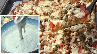 Pizza familiale pour parents occupés 😉sans mettre la main dans la pâte 👌  Easy no knead Pizza [upl. by Hadlee]