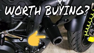 Motorbike Gear Review Yamaha MT03 Frame Sliders [upl. by Enyaht]