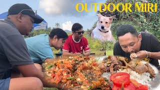 Cooking boiled chicken pork and akhuni chutney in arunachal pradesh and eating Outdoormiri [upl. by Annahael]