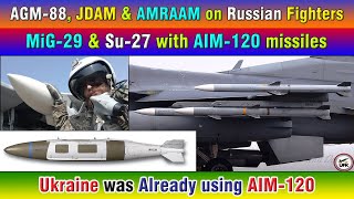 AGM88 JDAM amp AMRAAM on Russian Fighters MiG29 amp Su27 with AIM120 missiles [upl. by Novit]