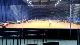 Carina Witthoeft service  return game vs Garbine Muguruza Blanco  Porsche Tennis Grand Prix 2013 [upl. by Trebbor]