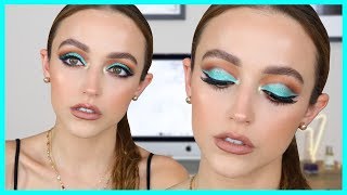 AQUA CUT CREASE MAKEUP TUTORIAL  Kathleen Lights [upl. by Durning]