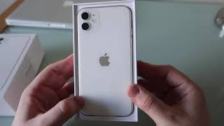 Apple iPhone 11 64GB White Unboxing [upl. by Nyvrem]