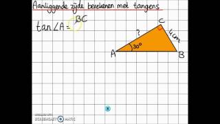 Aanliggende zijde bereken met de Tangens [upl. by Adrian672]