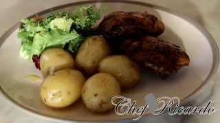 Paprika Pan Fried Chicken Served With New Potatoes And Salad  Recipes By Chef Ricardo [upl. by Sherourd615]