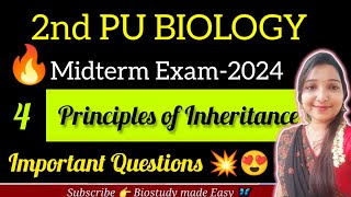 Principles of inheritance 2 PU BIOLOGY EXAM 2024 IMPORTANT QUESTIONS biostudymadeeasy​ [upl. by Retswerb]