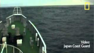 Boat Goes over MASSIVE Tsunami Wave out at Sea [upl. by Nefets]