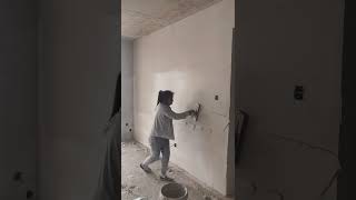 Decorative wall putty scraping process [upl. by Alduino]