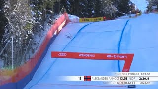 Aleksander Aamodt Kilde ski crash Wengen at 145kmh⛷️🇨🇭 [upl. by Francisca]