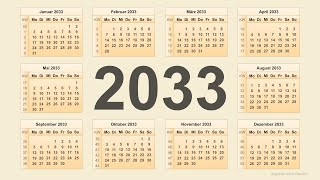 Kalender 2033 [upl. by Wilhelmine]