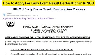 How to Apply For IGNOU Early Exam Result Declaration IGNOU Early Exam Result Declaration Process [upl. by Lanctot845]