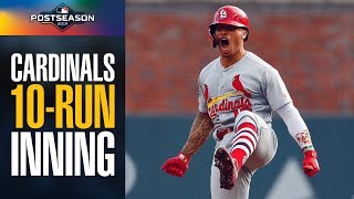 Cardinals score 10 yes TEN runs in first inning of NLDS Game 5 vs Braves  MLB Highlights [upl. by Willcox768]