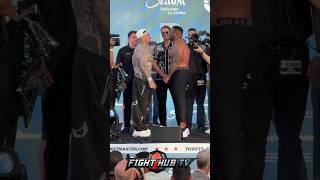 Andy Ruiz amp Jarrell Miller EXCHANGE words at final FACE OFF at weigh in [upl. by Salaidh]