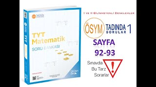 345 TYT MATEMATİK SAYFA 92 VE 93 SORULARIN ÇÖZÜMÜ [upl. by Packston187]