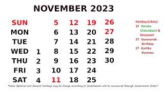 November Calendar 2023 [upl. by Ettenrahc]