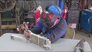 Aluminum TIG welding a small radiator [upl. by Drawoh]