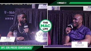 Tyron Woodley and Kamaru Usman Verbally Go At It  UFC 235 Press Conference [upl. by Dodie]