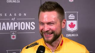 2019 Tim Hortons Brier  Media Scrum  Draw 18 [upl. by Jedidiah]