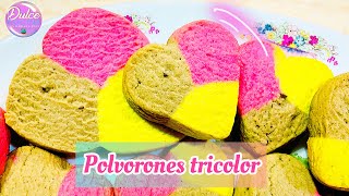 POLVORONES TRICOLOR RECETA FÁCIL  PAN DULCE MEXICANO [upl. by Larrabee]