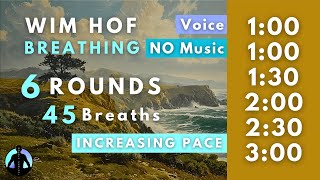 WIM HOF Guided Breathing  45 Breaths 6 Rounds Increasing Pace  Up to 300min  No Music [upl. by Thursby]