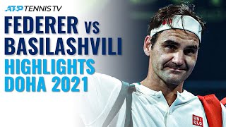 Roger Federer vs Nikoloz Basilashvili Doha 2021 Tennis Highlights [upl. by Naitsyrk]