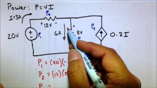 Circuit Power Dissipated amp Supplied Analysis Practice Problem Electrical Engineering Basics Review [upl. by Jeannie]