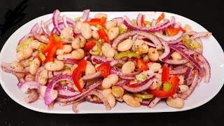 💯 Express Salade Haricot Blanc❗ Vegan salade rapide  Salata tarifleri  meze saladrecipe [upl. by Assilav]