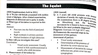 the Squint eye ophthalmology uqs past paper [upl. by Dewhirst]