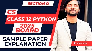 CBSE CS Class 12 Sample Paper  2025 Boards  Section D [upl. by Margherita707]