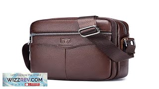 BULLCAPTAI Genuine Leather Mens Shoulder Bag Cowhide Messenger Bags Fashion Male Causal Review [upl. by Dlanor425]